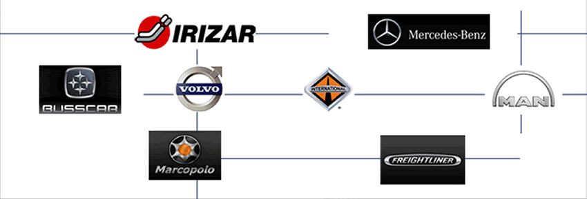 Refacciones de calidad mundial como son ZL BRASIL - 	WABCO - SOPORTE REJ - BOSCH - SHADEK - DAYCO - JURATEK - MAHLE - FNA - VICTOR REINZ - RUVILLE - Euroricambi - American Brakeblok